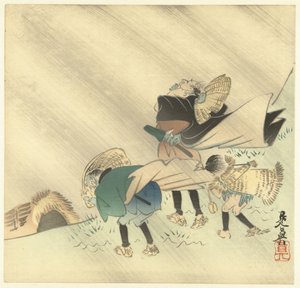 Rejsende i en storm af Shibata Zeshin