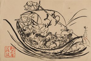 Træbloktryk - Takarabune, c1800-tallet af Shigematsu Enrosai