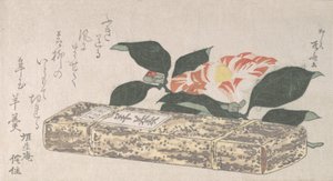Camellia Flower og Yokan en slags bønnegelé indpakket i bambushud, 1811., 1811. af Shinsai