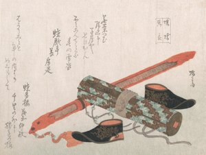 Sword, Shoes and a Scroll, der repræsenterer den kinesiske kriger Choryo, 19. århundrede., 19. århundrede.