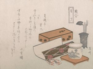 Redskaber til røgelsesceremonien, "Røgelsesmesteren" Kogiki, fra serien An Arra..., ca. 1810