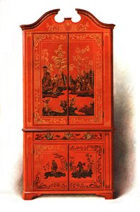 Rød lak kabinet, 1907 1908. af Shirley Charles Llewellyn Slocombe