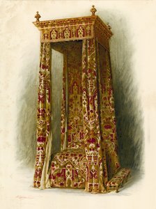 Polstret seng, Hampton Court Palace (chromolitho) af Shirley Charles Llewellyn Slocombe