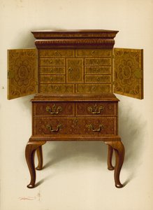 Valnøddeskab, ejendom tilhørende Edward Dent (chromolitho) af Shirley Charles Llewellyn Slocombe