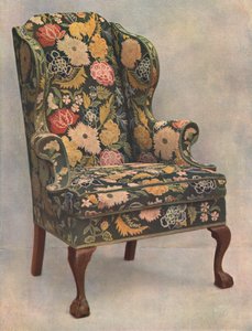 Valnøddestol beklædt med håndarbejde, 1905 af Shirley Charles Llewellyn Slocombe