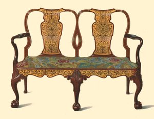 Valnøddesofa indlagt med intarsia, 1905 af Shirley Charles Llewellyn Slocombe