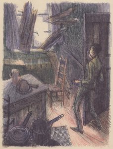 Scene fra The Invisible Man: breaking window, 1953. af Shirley Markham