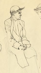 Siddende kvinde i hat, 1953. af Shirley Markham
