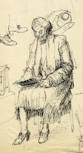 Siddende kvinde læser, 1953. af Shirley Markham
