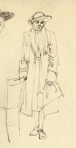 Stående kvinde i hat, 1953. af Shirley Markham
