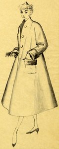 Kvinde i duster coat og spids hat, c1952. af Shirley Markham