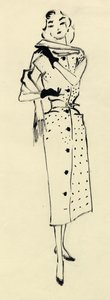 Kvinde i plettet kjole, c1950. af Shirley Markham