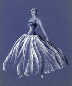 Kvinde i stropløs balkjole, c1952. af Shirley Markham