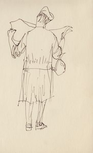 Kvinde læser en avis, c1950. af Shirley Markham