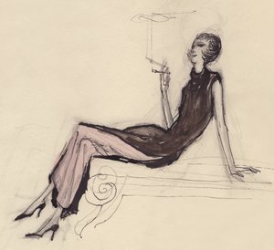 Kvinde ryger, c1950. af Shirley Markham