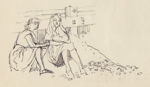 Kvinder på stranden, Englands sydkyst, c1950. af Shirley Markham