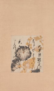 Digt af Onakatomi Yoshinobu med undermaling af stokroser, begyndelsen af det 17. århundrede af Shokado Shojo