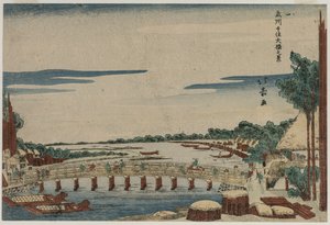 En udsigt over den store bro ved Senju i Musashi-provinsen, ca. 1820