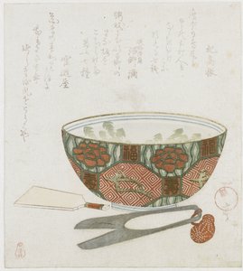 Porcelænsskål og saks af Shozo Ittei
