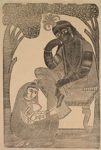 Radha stryger Krishnas fødder