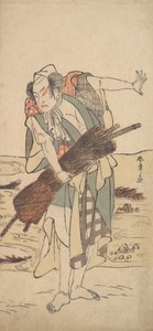 Arashi Sangoro som en Ronin Samurai, der står på bredden, ca. 1777. af Shunsho