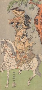 Ichikawa Danjuro V som en kriger monteret på en dapple grå hest, 1771. af Shunsho