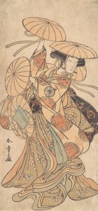 Kabuki-skuespiller Nakamura Tomijuro I i en kvindelig danserolle, ca. 1777. af Shunsho