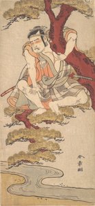 Skuespilleren Otani Hiroemon III ser fra grenene af et fyrretræ..., ca. 1775. af Shunsho