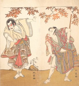Skuespillerne Ichimura Uzaemon og Arashi Sangoro, ca. 1773.