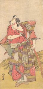 Den anden Ichikawa Yaozo som en samurai klædt i en prangende kamishimo, sandsynligvis 1773. af Shunsho