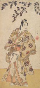 Den tredje Ichikawa Yaozo som en Daimyo, der står under et ahorntræ, ca. 1783. af Shunsho