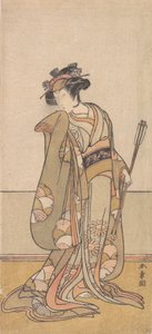 Den tredje Segawa Kikunojo som kvinde, der går mod højre, 1774 eller 1775.