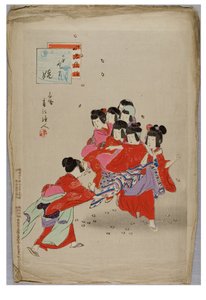 Jomfrudans fra serien The Customs and Manners of Children, ca. 1896-1897 (træblok på papir) af Shuntei Miyagawa