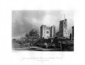 Lambeth Palace and Church, Lambeth, 1850
