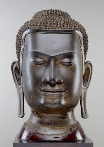 Buddha-hoved, Ayutthaya-kultur, U Thong-stil (bronze)