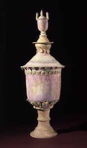 Begravelsesvase (Lebes Gamikos), ca. 250-225 f.Kr. (keramik med maling og forgyldning) af Sicilian School