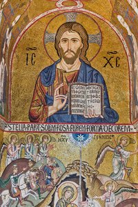 Palatinerkapellet (basilikaen), sydlige apsis eller St Pauls "absidiola", mosaikker: "Christ Pantocrator" og "Nativity", XII århundrede