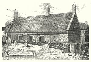Almshuse ved Beaminster (gravering) af Sidney Heath