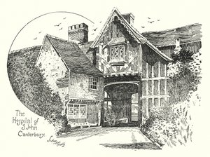 The Hospital of S John, Canterbury (gravering) af Sidney Heath