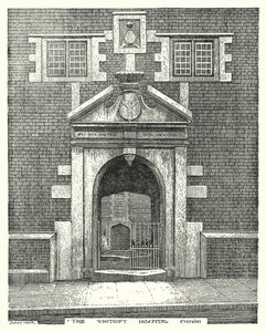 Whitgift Hospital, Croydon (gravering) af Sidney Heath