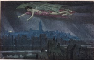 Lucifer flyver over byen. 