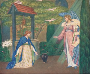 Mary ved brønden. "Hil dig, jomfru Maria, fuld af nåde!"