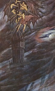 Den gyldne legende: Lucifer og hans engle (farvelitografi) af Sidney Meteyard