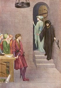 Den gyldne legende: Prins Henry, Elsie og Lucifer (farvelitografi) af Sidney Meteyard