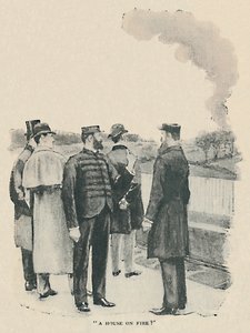 Et hus i brand, 1892 af Sidney Paget