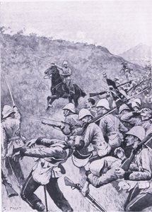 Langs Nek, 28. januar 1881 (1. Boer War), illustration fra britiske slag på land og hav, 1915 af Sidney Paget