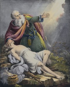 Abraham ofrer sin søn Isak (farvet stik) af Siegfried Detler Bendixen