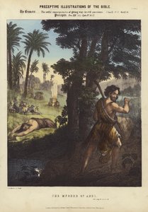 Mordet på Abel (koloreret kobberstik)