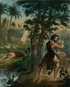 Mordet på Abel, fra en bibel trykt af Edward Gover af Siegfried Detler Bendixen