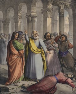Ananias død (farvet indgravering) af Siegfried Detler Bendixen